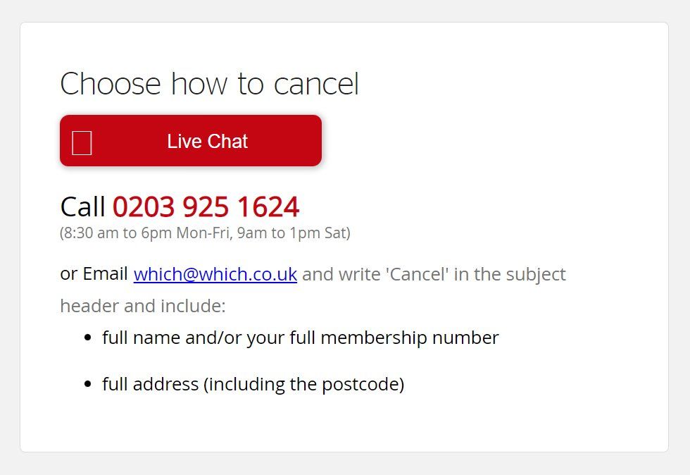 Cancel process on Which?