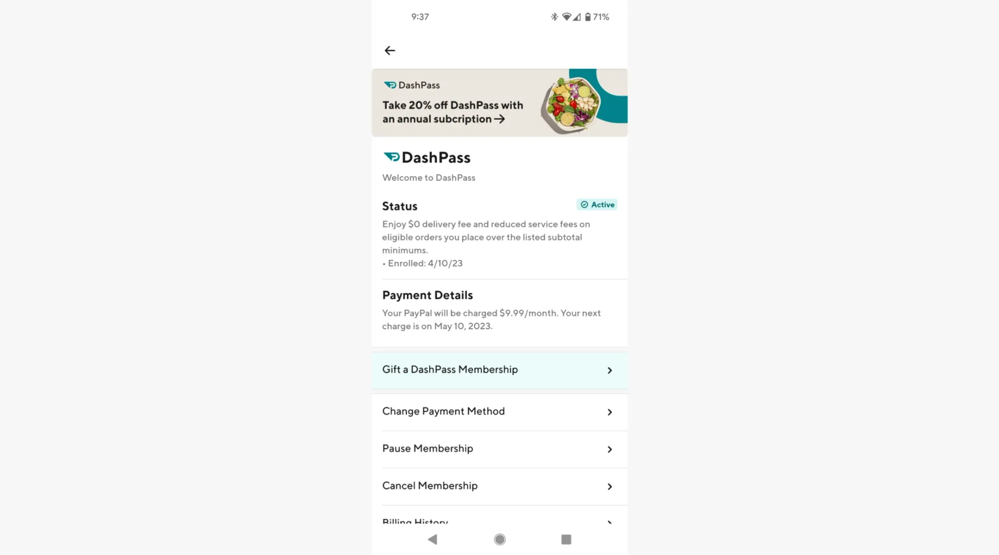 DashPass page