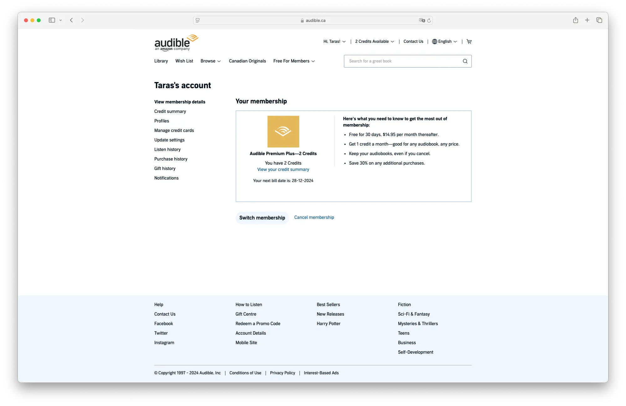 My account - audible
